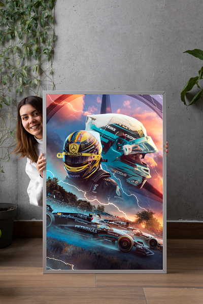 XXL Acrylic Glass Print | F1 - "Mercedes/AMG/Petronas 2023" art branding design digital art f1 formula 1 graphic design max verstappen paintings print red bull racing verstappen