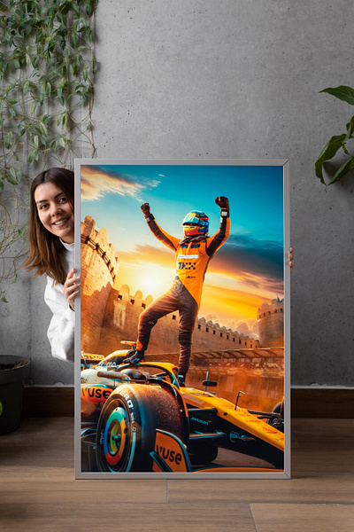 XXL Acrylic Glass Print | F1 - "Oscar Piastri / McLaren Baku" art branding design digital art f1 formula 1 graphic design max verstappen paintings print red bull racing verstappen