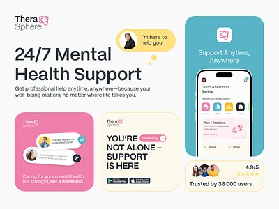 Ad Creatives for Mental Health App ad creatives ads banner creatives graphic design mental health mobile app social ads