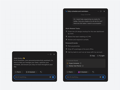 AI Productivity Assistant UI ai ai answer generator ai assistant ai chat ai chat interface ai generation ai personal assistant ai powered productivity ui ai productivity assistant ai productivity tools ai prompt ai prompt generator ai tools chat component chat view prompt prompt engineering rich text editor smart actions