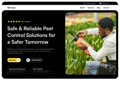 Pestitico- Pest Control Website branding design graphic design hero section landing page pest ui website