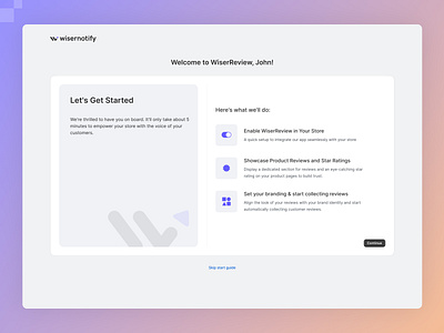 Wiserreviews - Onboarding clean dashboard design figma minimal onboarding onboarding steps onboarding ui shopify steps ui ux webapp