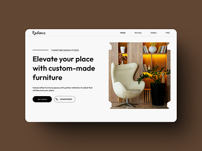 Radiance Furnitures - Landing Page branding furniture herose landing page ui website