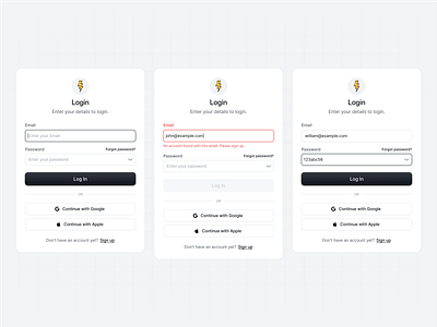 Login Form with Validation & Error Handling authentication email error error handling error messaging form inputs login login design login designs login form login form ui login form validation login forms login ui designs login ux password secure password input validation