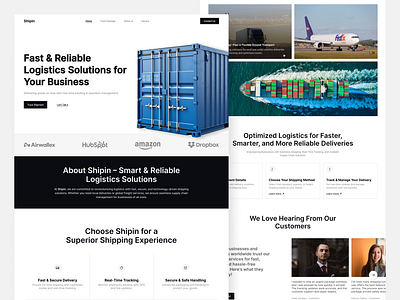 Shipin - Logistics Landing Page cargo clean cleandesign landingpage logistic road sea shipping ui uiux ux