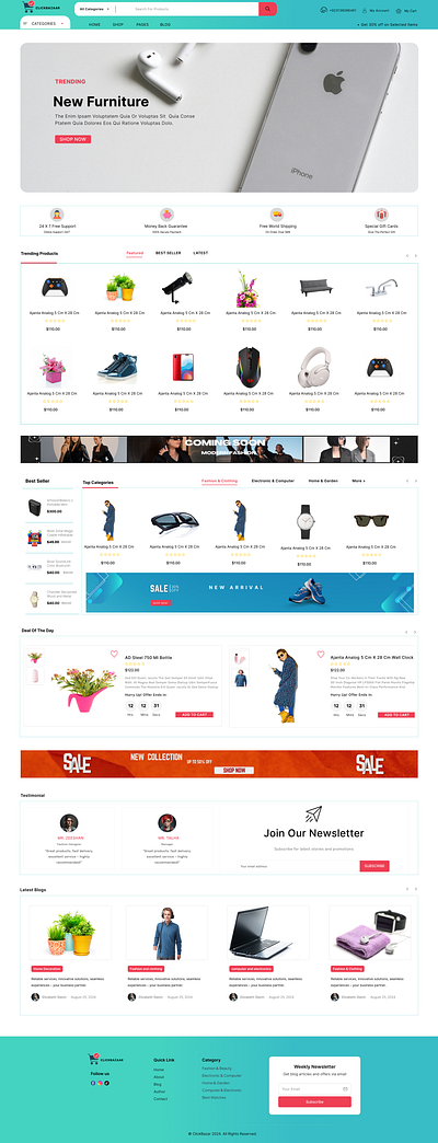 Click bazar e commerce website e cmmerce website ui web design website landing page