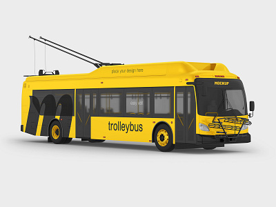 Trolleybus bus car city commercial electricity mockup mockups passenger transport travel trolley trolleybus urban vehicle