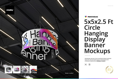 Circle Hanging Display Banner Mockup creator creatsy custom customizable design generator mock up mock ups mockup mockups smart object template templates