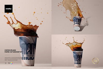 Coffee Splash Paper CUp Mockup Set creator creatsy customizable design generator mock up mock ups mockup mockups smart object template templates