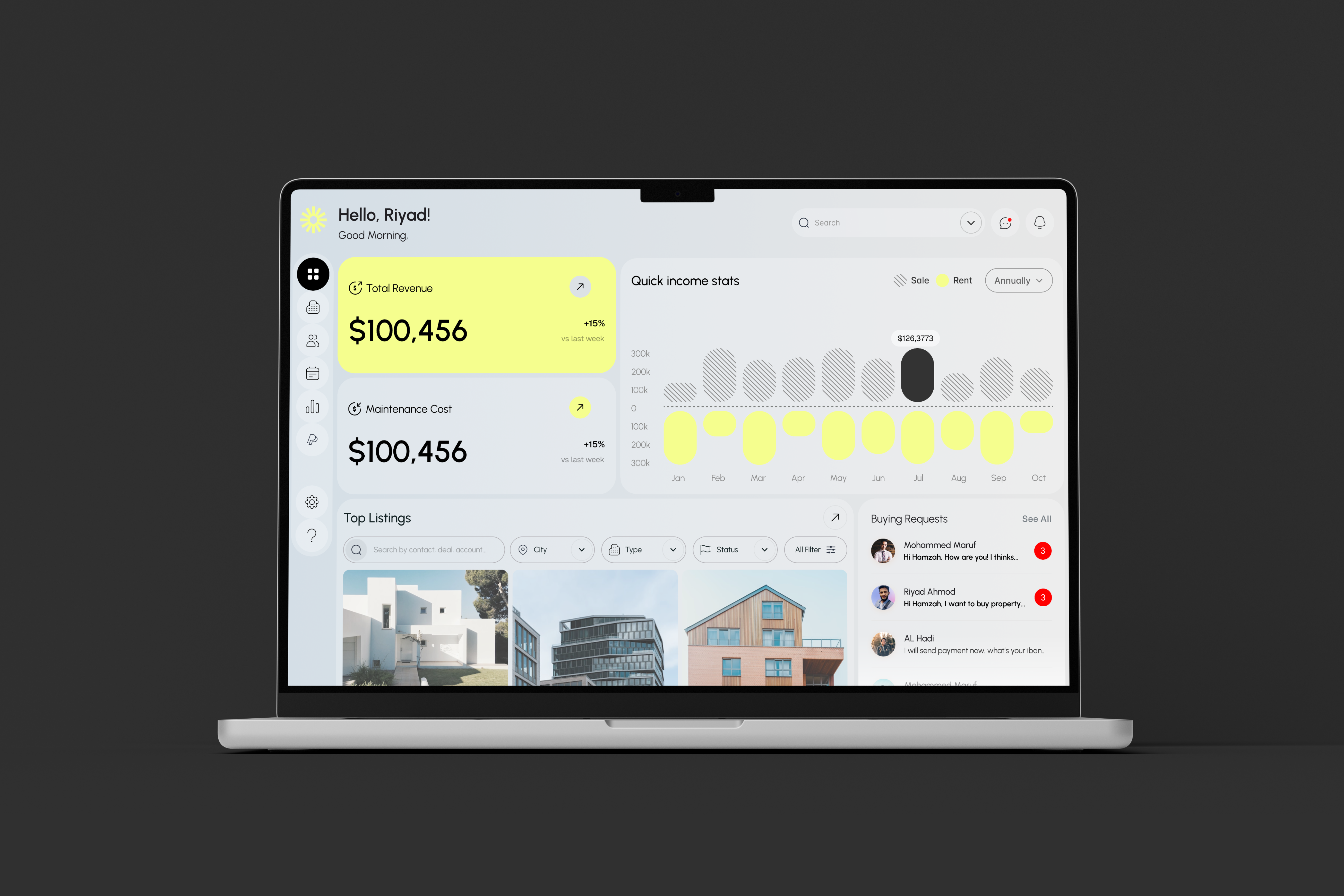 Real Estate Dashboard agent dashboard app business construction dashboard construction management crm dashboard design ios product design property property management real estate real estate crm real estate dashboard real estate website saas ui ui design ux web app