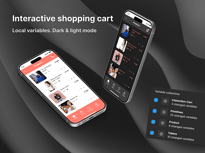 Interactive shopping cart dark mode interactive cart light mode local variables mobile app