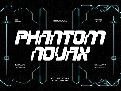 Phantom Novax-Futuristic Y2k Family bold design font futurism futuristic letters retro style type typography y2k ypeface