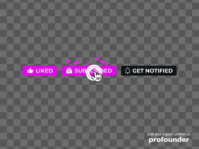 Pink Like Subscribe Button Animation on transparent and green animation branding button buttons click graphic design hearts liked maker online pink subscribe youtube