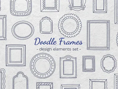 Doodle Frames - design element set border clipart set creative market design elements doodle frames hand drawn illustration line art linear retro scrapbooking vector vintage