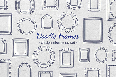 Doodle Frames - design element set border clipart set creative market design elements doodle frames hand drawn illustration line art linear retro scrapbooking vector vintage