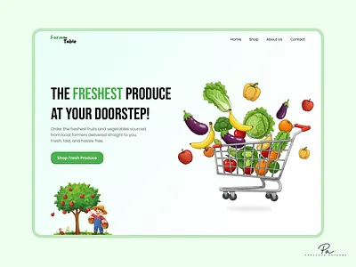 Fresh Produce Delivery Website – UI/UX Hero Section Design cartoon cleanui design ecommercedesign fruits green grocery grocerydelivery herosection landing page organic product design shopping ui ux vegetables website