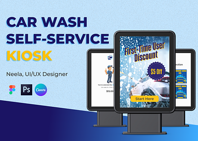 Car Wash Self-Service KIOSK UI/UX Design canva design figma graphic design kiosk kioskproject photoshop self service ui ux