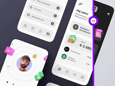 Fintech app login, card view and home screen 3d animation app banking card view copenhagen dashboard denmark fintech free freebie home screen login mobileapp motion graphics security template ui uiux ux