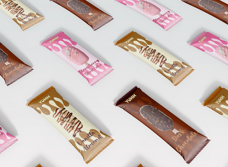 Ice Cream Bar Brand Logo & Packaging Design 3 Flavours by Bluum