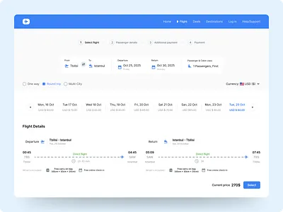 Flight Tickets Booking Web App 3d animation app branding button design figma flight flightickets header illustration indicator landing page logo motion graphics stepper tickets ui ux web