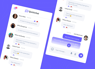 QuickChat – Sleek & Intuitive Mobile Chat UI chat chatui designinspiration groupchat messagingapp minimaldesign mobileappdesign ui userexperience