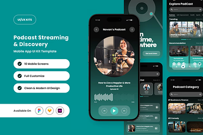 Dive into the World of Podcasts with a Sleek and Engaging UI 🎧✨ 3d animation branding graphic design logo motion graphics ui