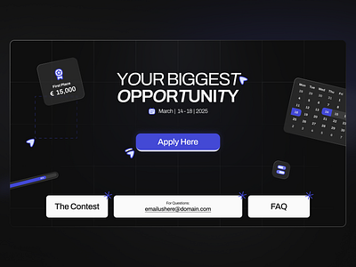 Competition Landingpage | Website apply blue clean competition components cta dailyui darkmode design glassmorphism graphic design landingpage login minimalistic modern simple ui uiux website