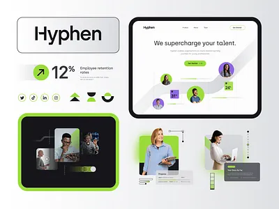 Hyphen Brand ID - Education Platform brand brand identity color education growth icon iconography illustration logo logomark logotype photography platform skill startup technology ui video visual design website
