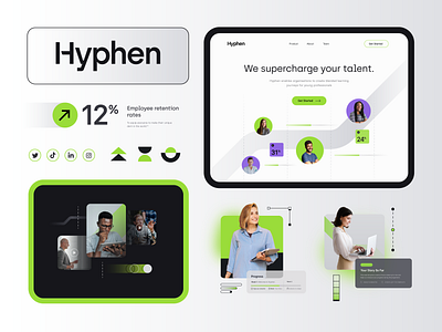 Hyphen Brand ID - Education Platform brand brand identity color education growth icon iconography illustration logo logomark logotype photography platform skill startup technology ui video visual design website