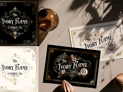 The Ivory Flame Candle Co. | Brand Identity brand identity candle logo etching heritage type identity design illustration logo logo designer ornate ornate font ornate typeface vintage design vintage logo