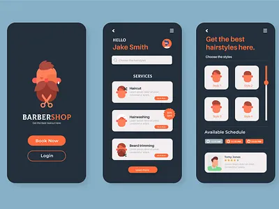 Barber shop booking app design app design