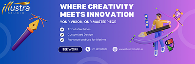 ILLUSTRA STUDIO BANNER-TEMPLATE 3d branding canva dribble graphic design