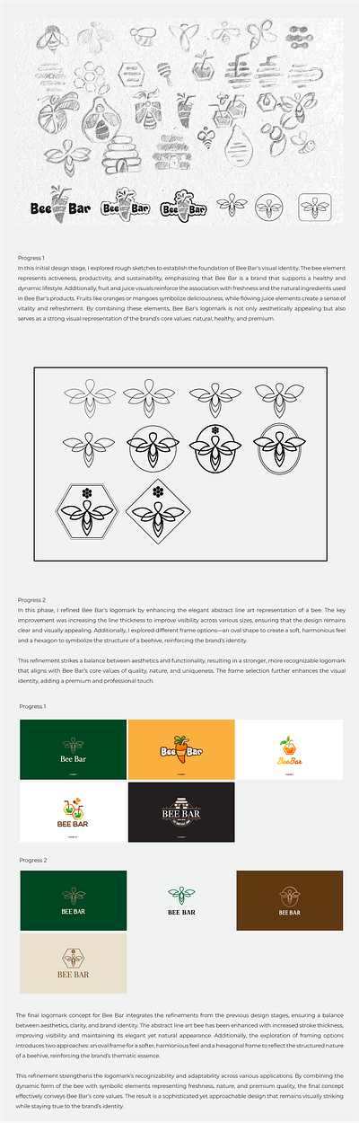 Bee Bar Logo Sketch Process branding logo sketches