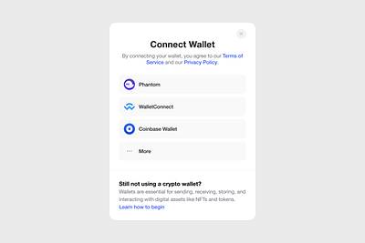 Connect Wallet Modal bitcoin blockchain coin connect crypto defi dex ethereum solana ui ux wallet web3