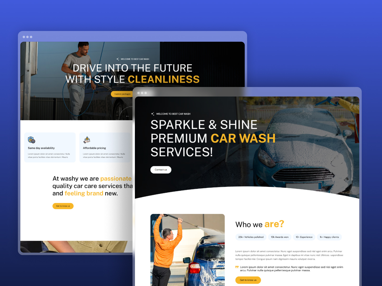 Washy - Transportation Website Webflow Template auto dealing business car care business car wash car wash services maintenance centers mobile friendly responsive responsive design seo friendly transportation uiux vehicle cleaning webdesign webdevelopment webflow webflow development webflow template webflow theme webflow website