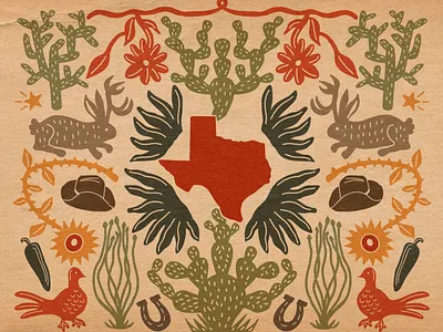 Texas Western Otomi design hand drawn handdrawn illustration texas
