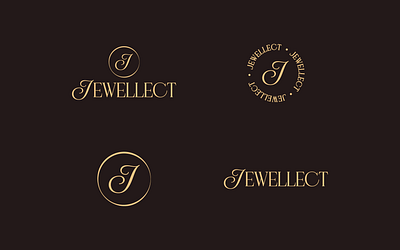 Elegant luxury J monogram logo design, jewelry fashion branding logo suite round