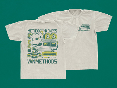 Van Methods T Shirt branding design handmade illustration lettering logo merch shirt swag t shirt texture type typography van van life vehicle