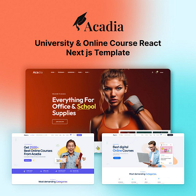 Acadia – University & Online Course React Next js Template academy education instructor nextjs online course online education react school typescript university