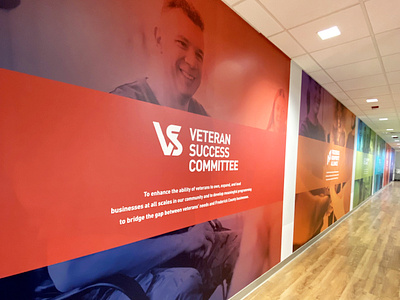 Veteran Success Committee Wall Graphic blue bold branding business chamber commerce committee design environmental frederick graphic hallway logo red success veteran vibrant vinyl wall wrap