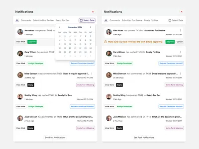 Notification Management with an Interactive Side Panel dashboard ui design inspiration landing page notification panel notification ui saas side panel software design ui ui design uiux
