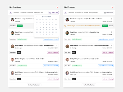 Notification Management with an Interactive Side Panel dashboard ui design inspiration landing page notification panel notification ui saas side panel software design ui ui design uiux