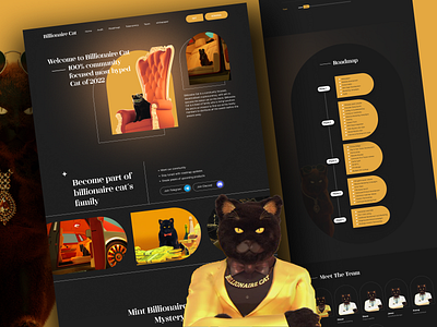 BILLIONAIRE CAT - NFT WEBSITE DESIGN - UI UX DESIGN IN FIGMA crypto design figma figma design figma website metaverse nft nft project nft website design nftart ui ui design ui ux web design website layout