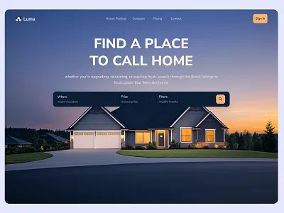 Luma – Modern Real Estate Website branding hero house landing page real estate ui ui design ux design web design