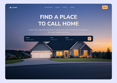 Luma – Modern Real Estate Website branding hero house landing page real estate ui ui design ux design web design