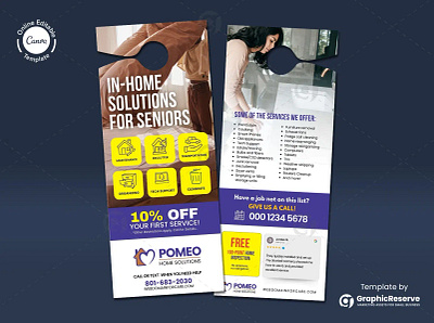 In-Home Solutions for Seniors Door Hanger Template canva door hanger customizable door hanger decluttering service door hanger template home cleanout service home helper marketing home organizing service home service marketing inhome solutions for seniors maintenance service organizing service professional door hanger design senior assistance marketing senior care advertising senior care marketing senior home services senior support services tech support for seniors transportation service vista print door hanger