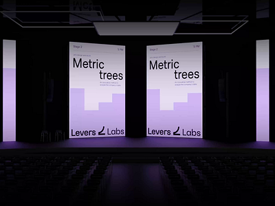 Levers Labs - Conference Stage 3d agency animation billboard branding cinema4d conference stage corporate identity graphic design identity levers labs mockup motion graphics octane render scene startup studio unikorns