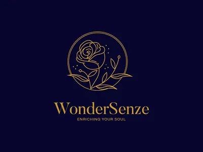 Wonder senge Fregrance Rose Line art rounded Logo design Project aesthetic design