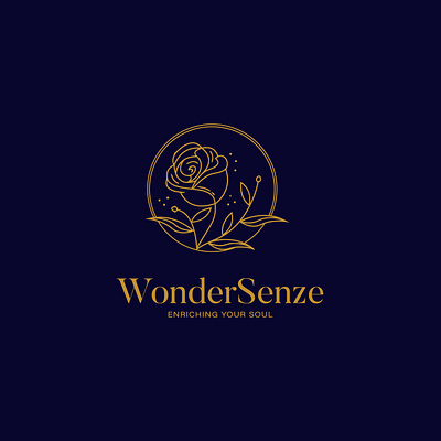 Wonder senge Fregrance Rose Line art rounded Logo design Project aesthetic design