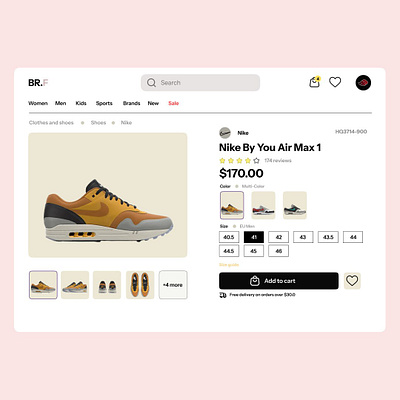 Product Selection Page nike ui ux